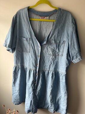 Vintage denim romper plus size